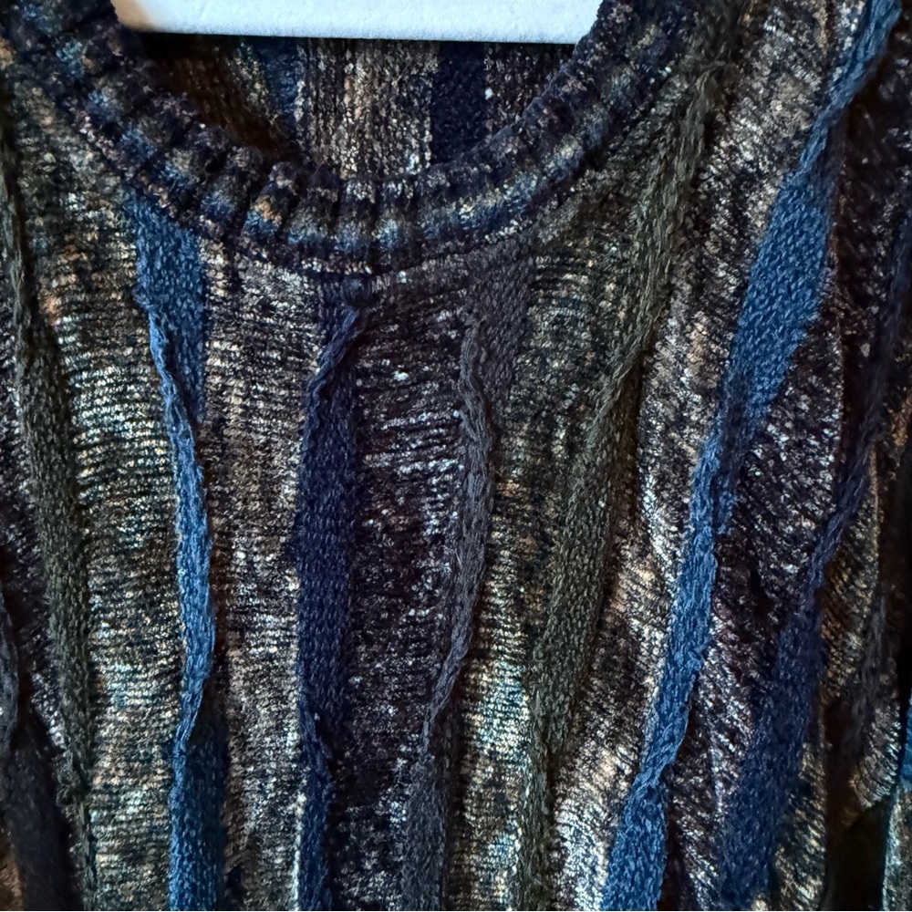 Vintage 90s Tundra Canada Sweater 3XLT XXXLT Coogi Style 3D Knit Blue Brown - Picture 5 of 12